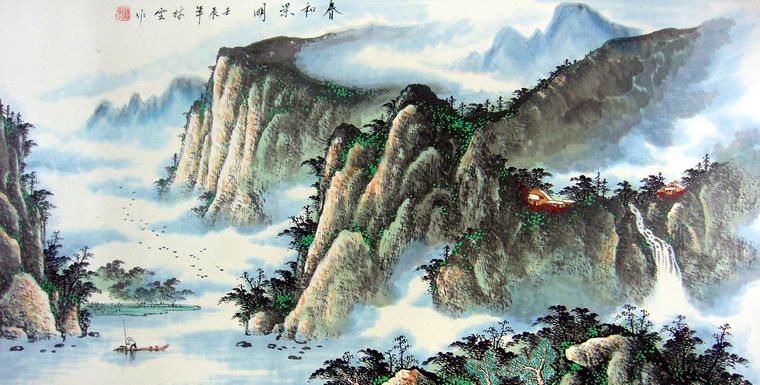 四尺横幅国画山水