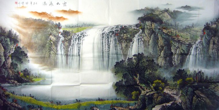 八尺山水飞瀑图