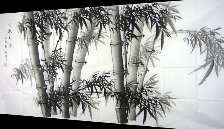 六尺横幅水墨竹